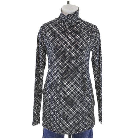 Lands' End Black & Cream Lattice Turtle Neck (XS) - Picture 1 of 3